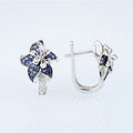 Blue and Clear Crystal Floral Teardrop Huggie Earrings view 4