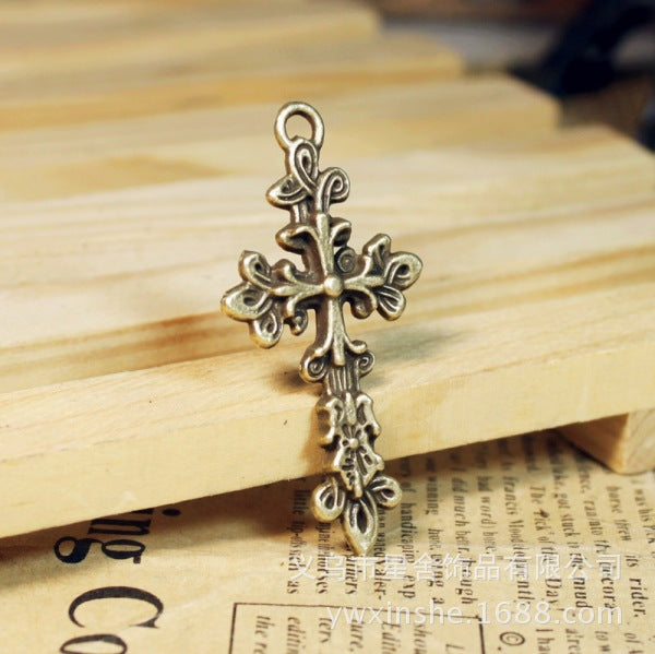 47x25mm Vine Alloy Cross Pendant for DIY Jewelry