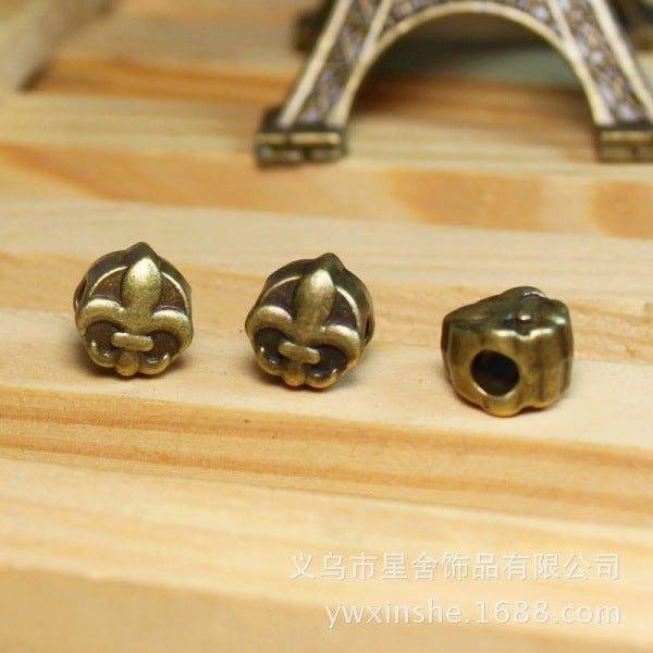 Antique Finish Fleur-de-Lis Barrel Bead Metal Charm Component