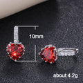 Heart Stone Huggie Drop Earrings Nine Colors Silver Tone view 5
