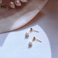 Gold Freshwater Pearl Drop Stud Earrings Ball Post view 6