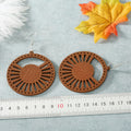 Openwork Sunburst Round Wood Hook Earrings in Four Colors view 3
