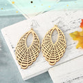 Openwork Woven Teardrop Wood Hook Earrings in Four Colors view 9