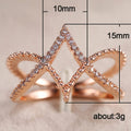 Rose Gold Tone Open Star Ring with Clear Stones Polished Metal Jewelry view 5