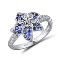 Blue And White Flower Ring With Open Petal Design Jewelry view 1