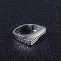 Black And White Rectangular Signet Ring With Openwork Sides view 4