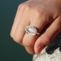Oval Vintage Pattern Two Tone Statement Ring Jewelry Accessory view 3