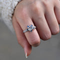 Blue And White Flower Ring With Open Petal Design Jewelry view 4