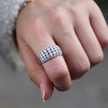 Silver Tone Wide Lattice Ring with Clear Stones Design view 3
