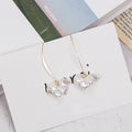 Long Gold U Wire and White Pearl Look Petal Earrings view 4