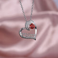 Silver-Tone Mom Heart Pendant Necklace In Three Crystal Colors view 2