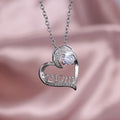 Silver-Tone Mom Heart Pendant Necklace In Three Crystal Colors view 3