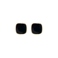 Gold Rim Glossy Rounded Square Stud Earrings in Four Colors view 5
