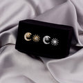 Mismatched Clear Look Crescent Moon and Sun Stud Earrings view 1