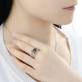 Silver Black Spider Web Wide Band Ring In A Polished Decorative Design view 2