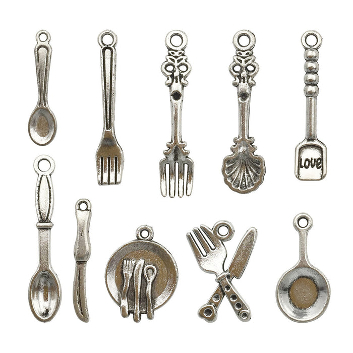 Antique Silver Tableware Metal Charms with 11 Listed Options