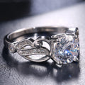 Clear Stone Openwork Floral Silver Tone Ring Jewelry Accessory view 3