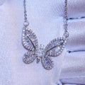 Pavé Butterfly Pendant Chain Necklace in Silver Tone view 1