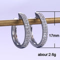 Double Row Pavé Crystal Huggie Hoop Earrings in Silver Tone view 5