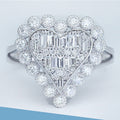 Silver Tone Heart Cluster Ring with Clear Stones Design view 3