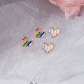 Colorful Rainbow Bar Cluster Curved Small Stud Earrings view 2