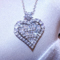 Heart Shaped Baguette Crystal Pendant in Silver Tone view 1
