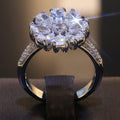 Silver Tone Floral Cluster Ring with Marquise Stones view 2