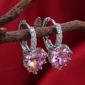 Heart Stone Huggie Drop Earrings Nine Colors Silver Tone view 8