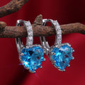 Heart Stone Huggie Drop Earrings Nine Colors Silver Tone view 9