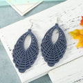 Openwork Woven Teardrop Wood Hook Earrings in Four Colors view 8