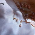 Gold Freshwater Pearl Drop Stud Earrings Ball Post view 4