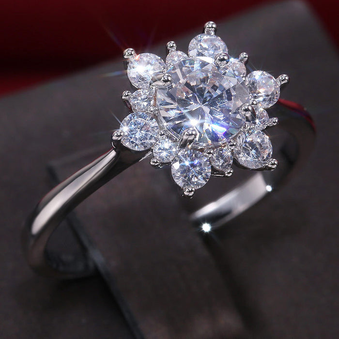 Clear Floral Cluster Ring in Three Tones Jewelry Accessory