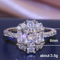 Silver Tone Cluster Ring with Square and Round Clear Stones view 5