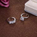 Silver-Tone Two-Piece Ring Set With Round Crystal Accents view 2