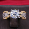 Gold and Silver Tone Pavé Bow Shaped Round Stone Ring view 2