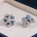 Blue Enamel Flower Stud Earrings With Crystal Centers view 4