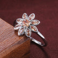Champagne Stone Daisy Flower Ring In Silver Tone Jewelry view 2