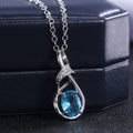 Silver Twist Oval CZ Pendant Necklace Blue Purple Yellow view 6