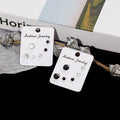 Three Pair Black and Clear Look Tiny Stud Earring Set view 2