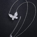 Pavé Butterfly Pendant Chain Necklace in Silver Tone view 2