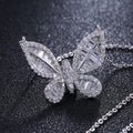 Pavé Butterfly Pendant Chain Necklace in Silver Tone view 4