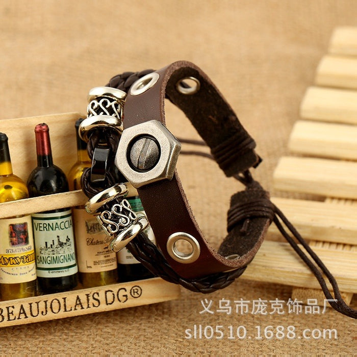 New Best Selling Beaded Genuine Leather Bracelet Direct Cowhide Wristband For Small