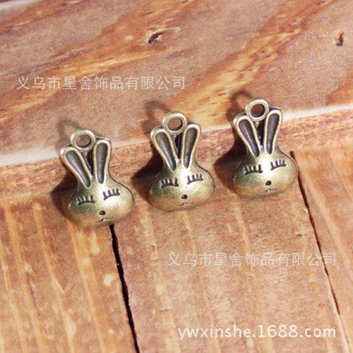 Cute Bunny Head Alloy Charm Pendant 15x10mm