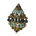 Layered Crystal Hedgehog Brooch in Antique Gold and Silver view 1