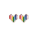 Colorful Rainbow Bar Cluster Curved Small Stud Earrings view 5