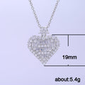 Heart Shaped Baguette Crystal Pendant in Silver Tone view 5