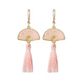 Eight Fan Tassel and Pearl Look Hook Clip Earrings view 5
