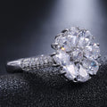 Silver Tone Floral Cluster Ring with Marquise Stones view 4