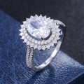 Silver-Tone Oval Crystal Ring With Double Halo Jewelry view 4