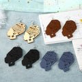 Carved Woman Profile Wood Hook Earrings in Four Colors view 1